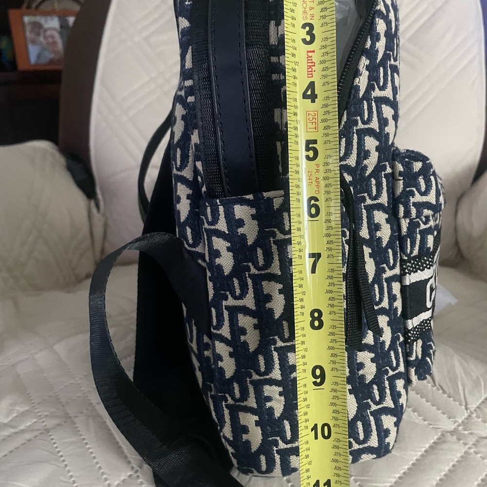 Stylish unisex Classic Blue, Black and White Embroidered Backpack,